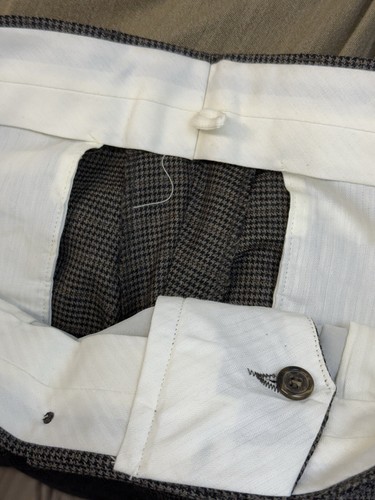 Bill Blass Vintage Wool Men’s Trouser Pants 34x31 Brown Houndstooth Pleated - Picture 5 of 7