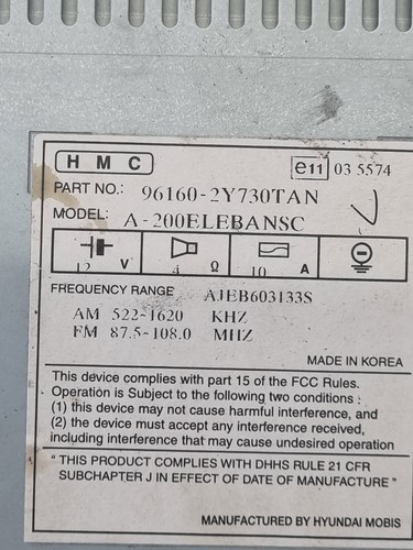 961602Y730TAN AUDIOSYSTEM / RADIO-CD / 96160-2Y730  HYUNDAI IX35 1. - Bild 5 von 5