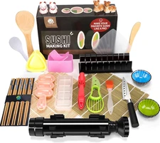 Sushi Making Kit - 27 Piece Professional Sushi Set with Bazooka Roller, Bamboo M