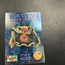 J101c Ty Beanie Babies Wild Cards 1999 #43 Batty  The Tie-Dye Bat Teal