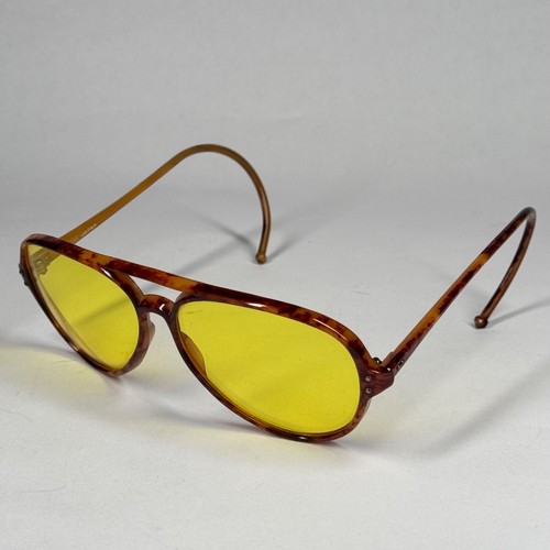 Vintage 80's Yellow Ski Shooter Sport Sunglasses Nylon Japan - Picture 3 of 5