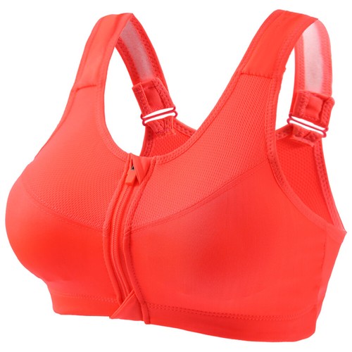 Womens Zip Front Fastening Sports Bra High Impact Comfy Crop Tops Yoga Underwear - Picture 9 of 29