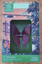 NIB HD Designs Outdoors Solar Chime Butterfly With Chasing Lights 26in H x 5in D