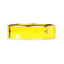 HERMES BRACELET 65 Wide Gold Plated Printed Enamel Bangle