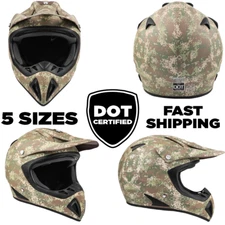 Adult Dirt Bike Helmet ATV Off Road ORV Motocross Camo DOT Motorcycle MX UTV