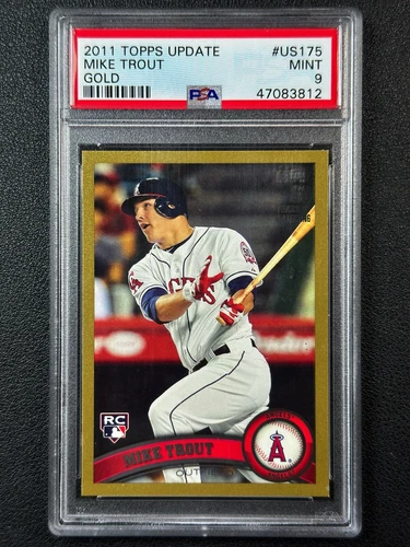 MIKE TROUT PSA 9 2011 TOPPS UPDATE BASEBALL #US175 GOLD ROOKIE 1445/2011 ANGELS
