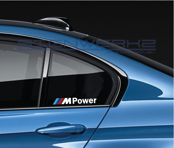 M Power Decal Sticker M power M1 M2 M3 M4 M5 MX5 MZ4 X3 X5 BMW 335 M8 X3M Pair