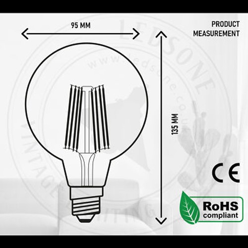 LED Dimmable Bulb Glass Amber 8W E27 3 Pack Vintage Globe Edison LED Light Bulb - Picture 2 of 8
