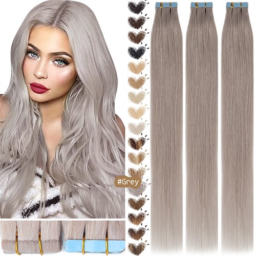 Russian Tape In Hair Extensions Skin Weft Real 100% Human Remy Hair Highlight - Picture 31 of 32