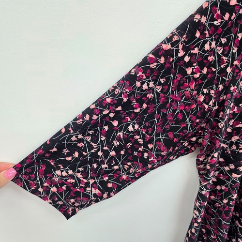 Croft & Barrow Womens Slinky Floral Tunic Top Size 2X Pink Black 3/4 Sleeve Boho - Picture 11 of 14