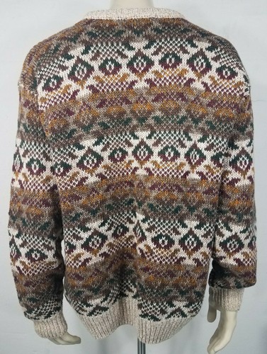 Northern Isles beige purple green heavyweight crew neck pullover sweater mens XL - Picture 7 of 8