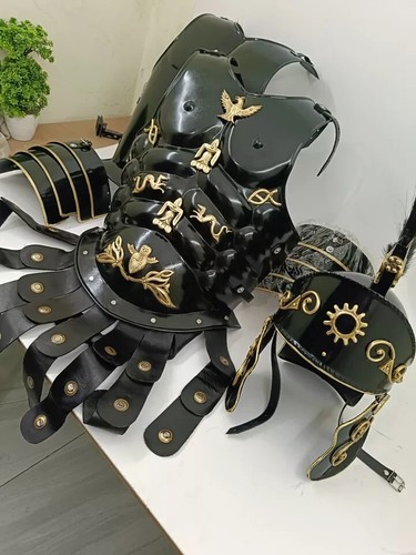 Medieval Black Muscle Armor Greek Gladiator LARP Cuirass Costume Cosplay Gift - Picture 7 of 7