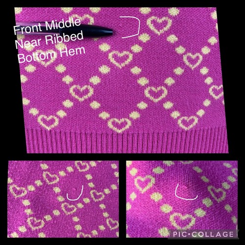 Shein Womens USA S / EUR S Pink Yellow Heart Pattern Long Sleeve Knit Sweater JU - Picture 4 of 12