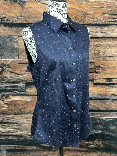 Banana Republic Womens Sleeveless Cross Over Vest Blue Polk a Dots Medium  - Bild 2 von 10