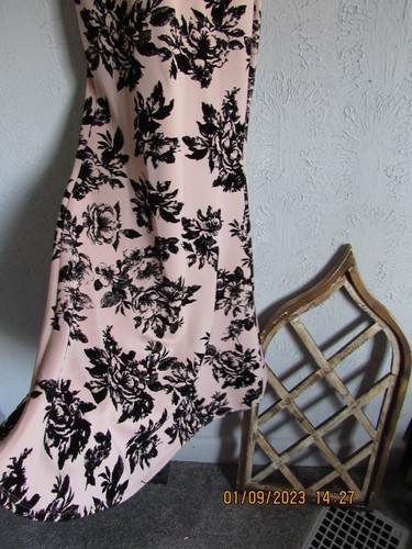 Love Fast Live Hard nwt sz S black floral felt over tan fishtail skirt gown sexy - Picture 4 of 7