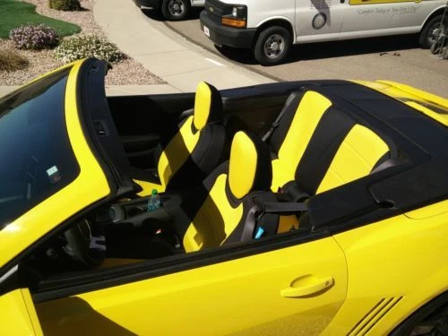 Cubiertas de asiento amarillas cubiertas delanteras de neopreno genuinas para Chevy Camaro Convertible 5 Foto 3 de 4