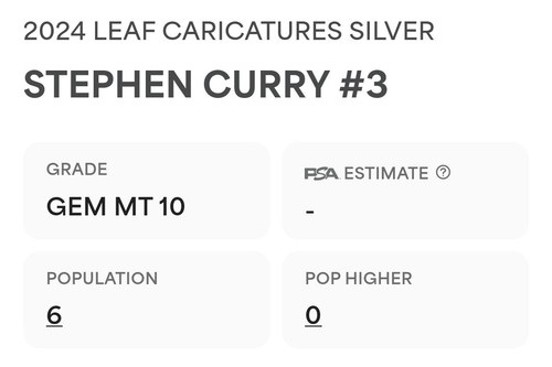 2024 Leaf Caricatures Stephen Curry #03 Silver Refractor Holo 44/99 PSA 10 - Picture 3 of 3