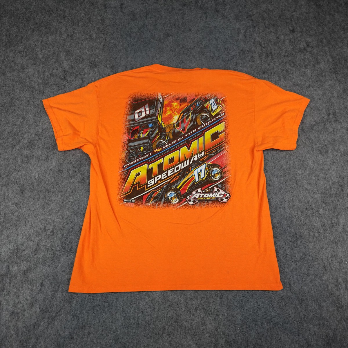 Atomic Speedway Shirt Mens XL Orange Dirt Track Racing Chillicothe