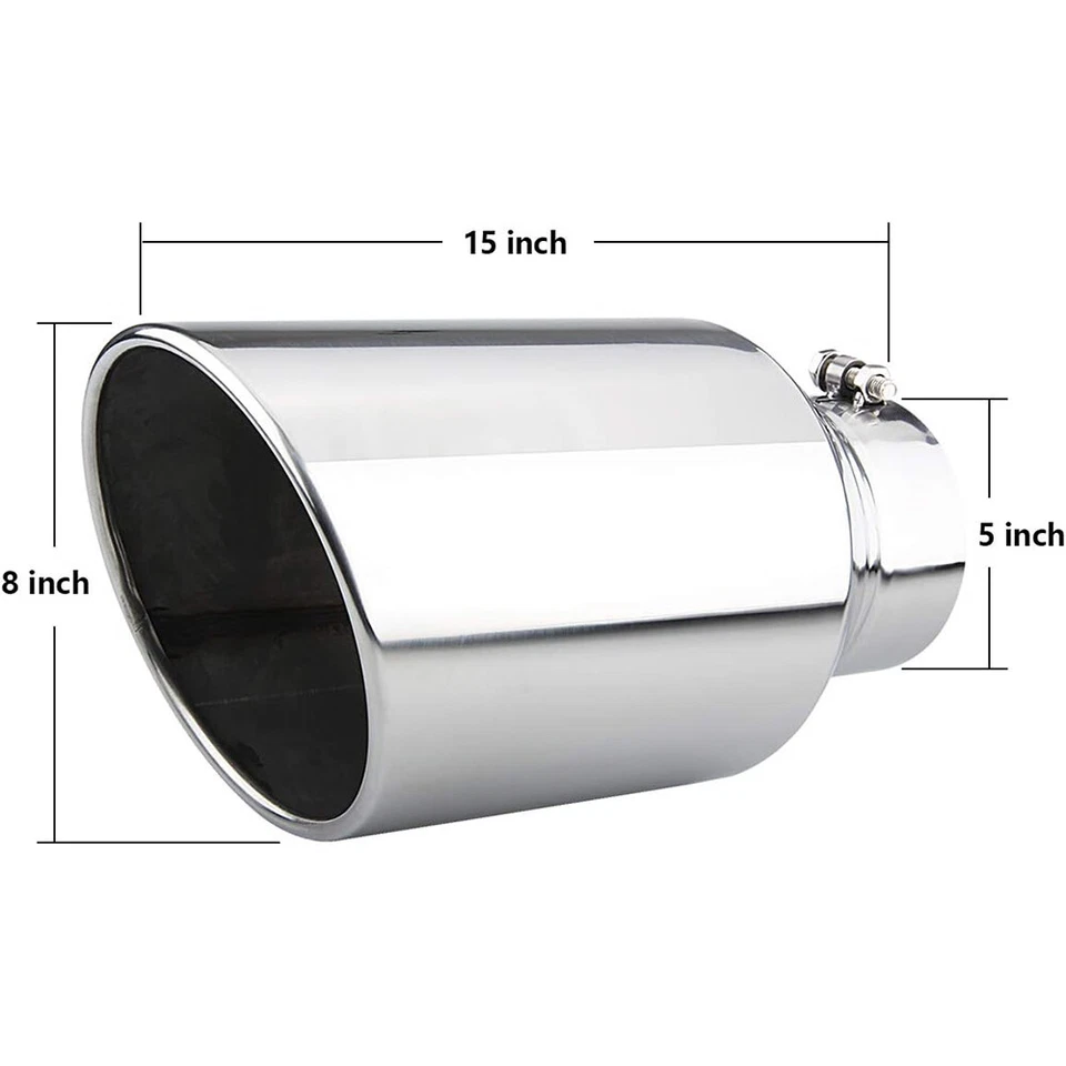 Punta de escape atornillable de 15" de largo para Ford F250 F350 Super Duty 5" entrada 8" salida Foto 4 de 4
