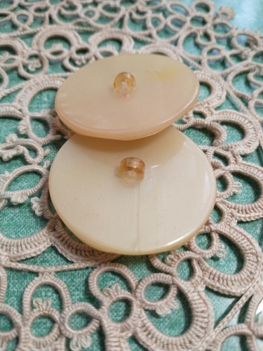 2 Vintage Yellow Moonglow Lucite Large Coat Buttons Shank Style 1.75"  - Picture 2 of 2