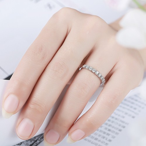 2.4mm Round 0.5ct Cubic Zirconia Solid 14k White Gold Anniversary Flawless Ring - Picture 6 of 12