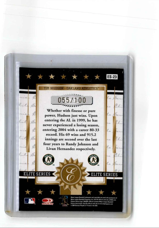 Donruss Elite Series 2005 Tim Hudson 055/100 Oakland Athletics #ES-23 Foto 2 de 2