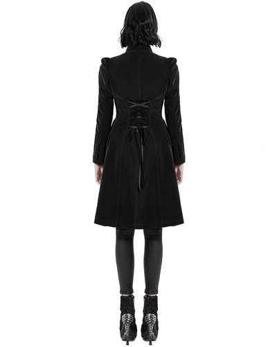 Punk Rave Womens Long Gothic Jacket Coat Black Velvet Lace Steampunk Victorian - Picture 5 of 13
