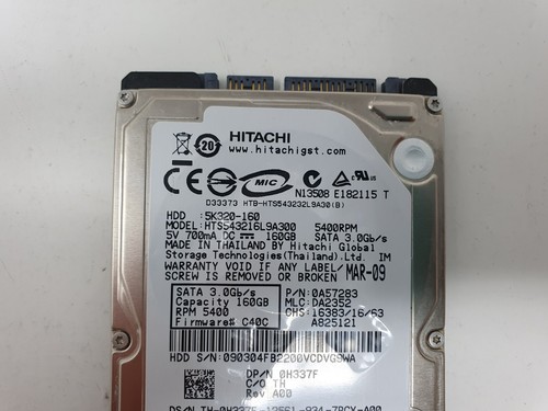 Hitachi HDD Hard Drive 160GB 2.5" SATA HTS545016B9A300 Dell Inspiron Mini 1018 - Picture 3 of 12