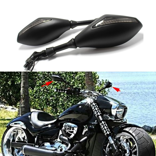 Espejos retrovisores integrados con señal de giro LED para motocicleta NEGROS para Suzuki Boulevard M109R - Imagen 17 de 19
