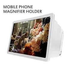 Magnifier Mobile Cell Phone Video Screen F2 3D HD Amplifier Stand Bracket White