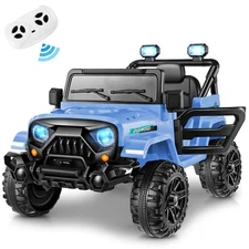 Blue 12V Kids Car Power Wheels Ride-on Truck with Remote Control & LED