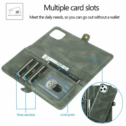 Removable Magnetic Wallet Case Flip Cover For iPhone 11 12 13 1 4 15 16 Pro Max - Picture 7 of 77
