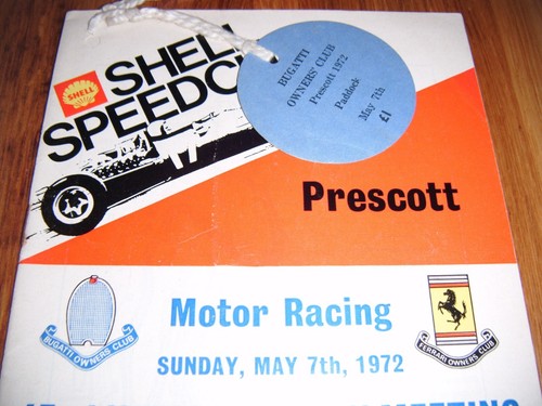 BUGATTI FERRARI BESITZER CLUB ABZEICHEN & PROGRAMM PRESCOTT HILL CLIMB 1972 - Bild 2 von 8