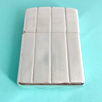 Rare Zippo x Tiffany & Co. Sterling Silver Diagonal Lines Vintage 