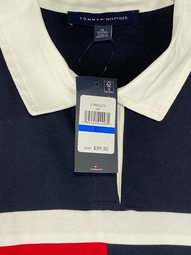 Camisa de mujer Tommy Hilfiger talla XL azul blanco rojo logotipo y logotipo colores cuello - Imagen 9 de 9