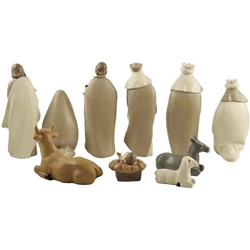 Set Of 10 Beige Nativity Home Ornament For Garden Indoor Outdoor. - Picture 2 of 10