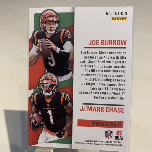 2022 Panini Contenders Touchdown Tandem Green Joe Burrow/Ja’Marr Chase TDT-CIN - Bild 2 von 6