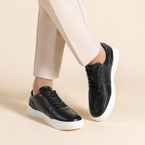 Mens Fashion Sneakers Pu Leather Black Casual Shoes Walking Shoes Size 8-13 - Picture 19 of 26