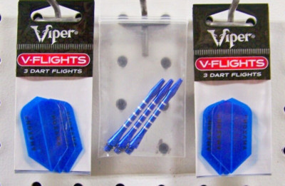 Blue/Silver Aluminum Dart Shafts, & 2 Sets Blue Translucent Amazon Dart Flights