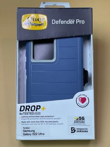 NEW OtterBox Defender Pro Case & Holster for SAMSUNG S22 Ultra - FORT BLUE