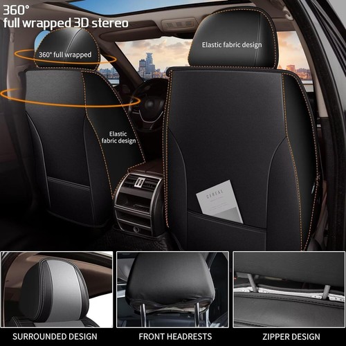Car 5-Seat Covers Pretector Pad Fuax Leather For Volkswagen Jetta 2008-2024 Gray - Picture 3 of 8