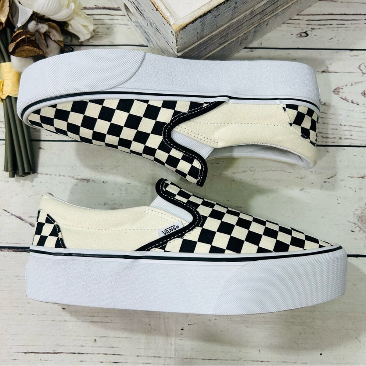 Vans Classic Slip-On Checkerboard Stackform Shoe NEW 11.5