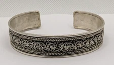 Silver Tone Filigree Metal Cuff Bracelet. Adjustable Cuff Style Metal Bracelet.