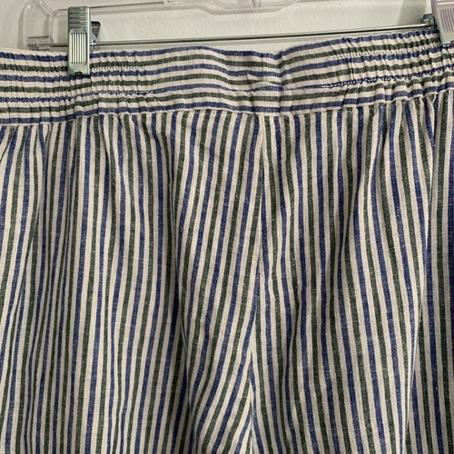 Max Studio Linen Cropped Pants M Green Blue Stripe Pockets Wide Leg 30 In Waist - 第 5/12 張圖片