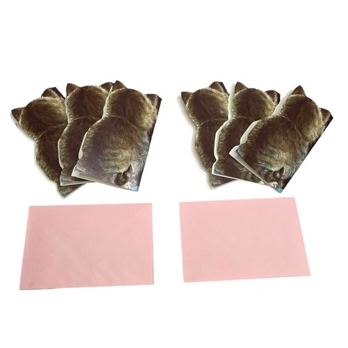 vintage 6 blank greeting note cards kitten die cut 5.5” front back with envelope - Picture 5 of 8