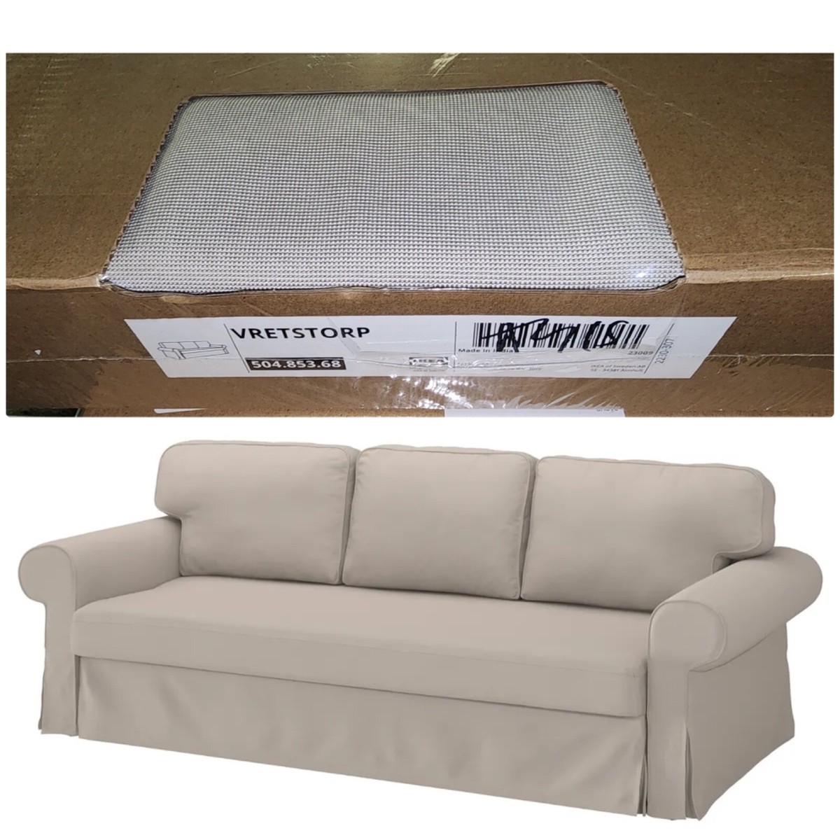 IKEA VRETSTORP Slipcover Cover for sleeper sofa TOTEBO LIGHT BEIGE