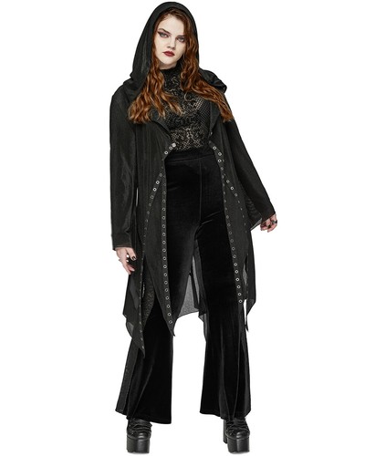Punk Rave Plus Size Womens Gothic Witch Layered Mesh Hooded Cardigan - Picture 7 of 13