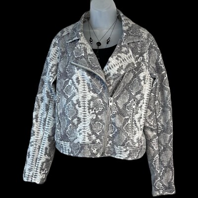 Thread & Supply Womens Snake Print Moto Jacket M Asymmetric Zip Vegan Leather
