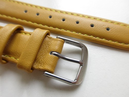 Butterscotch yellow plain 16 MM leather watch band strap - SHORT - Picture 3 of 5