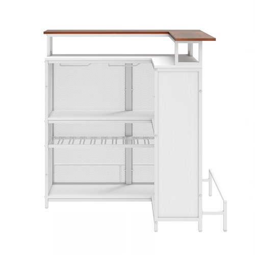 Home Pubs Liquor Bar Table With LED Lights Footrest Wine Rack Storage Shelves - Picture 8 of 9